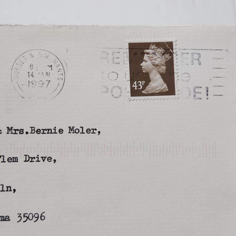 1997 Great Britain 43p Machin Airmail Cover USA Dorset Postmark QEII